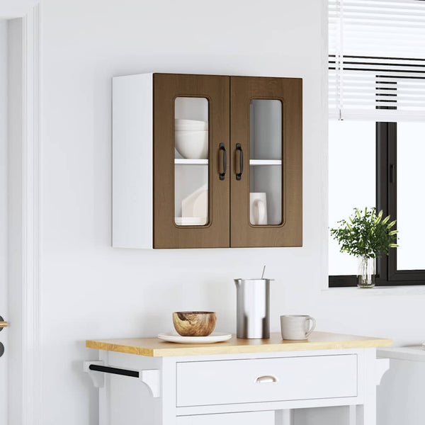 vidaXL Kalmar Kitchen Wall Cabinet with Glass Door Brown Oak Look