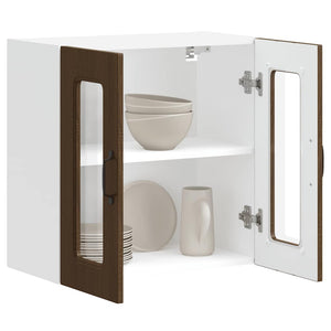 vidaXL Kalmar Kitchen Wall Cabinet with Glass Door Brown Oak Look
