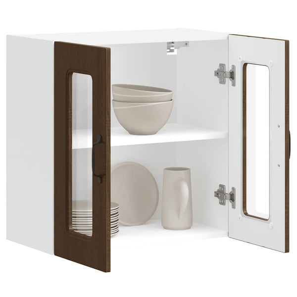 vidaXL Kalmar Kitchen Wall Cabinet with Glass Door Brown Oak Look