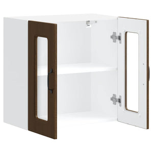 vidaXL Kalmar Kitchen Wall Cabinet with Glass Door Brown Oak Look