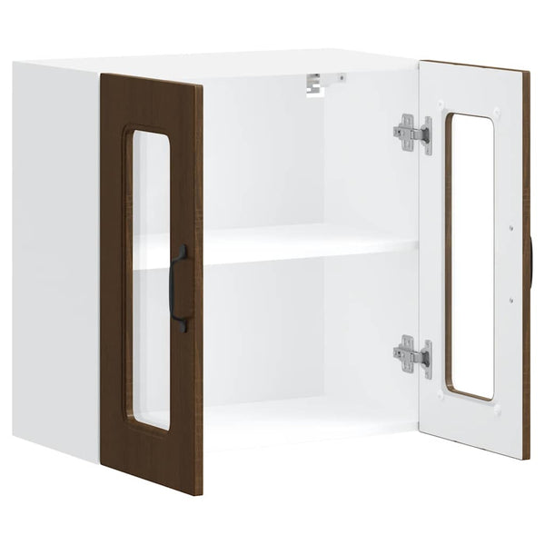 vidaXL Kalmar Kitchen Wall Cabinet with Glass Door Brown Oak Look