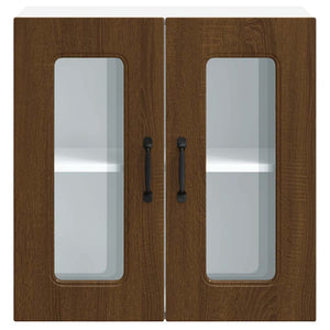 vidaXL Kalmar Kitchen Wall Cabinet with Glass Door Brown Oak Look