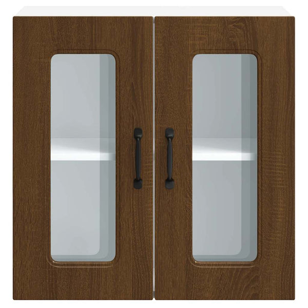 vidaXL Kalmar Kitchen Wall Cabinet with Glass Door Brown Oak Look