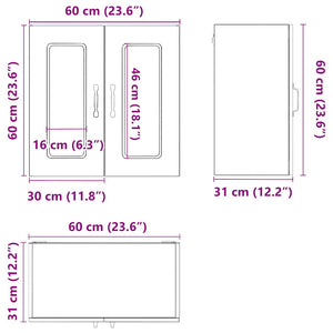 Küchen Hängeschrank Altholz-Optik mit Glastür