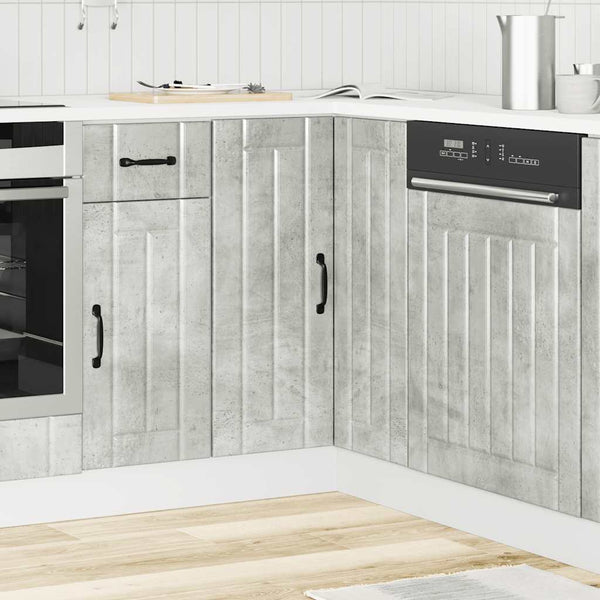 Betongrauer Küchen-Eckunterschrank Lucca