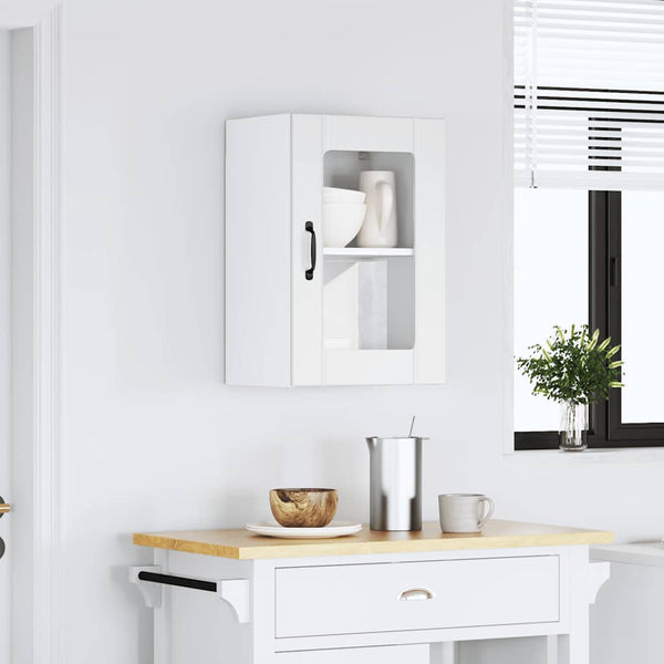 vidaXL Meuble haut de cuisine Lucca blanc avec porte vitrée