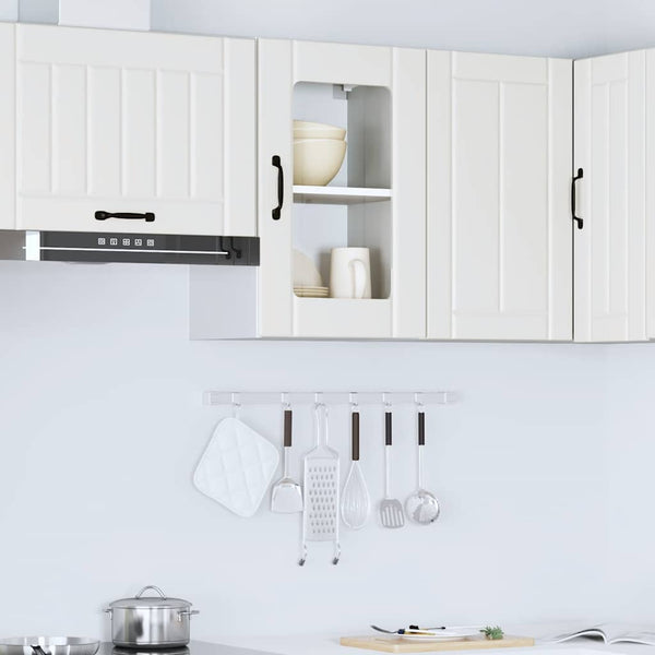 vidaXL Meuble haut de cuisine Lucca blanc avec porte vitrée