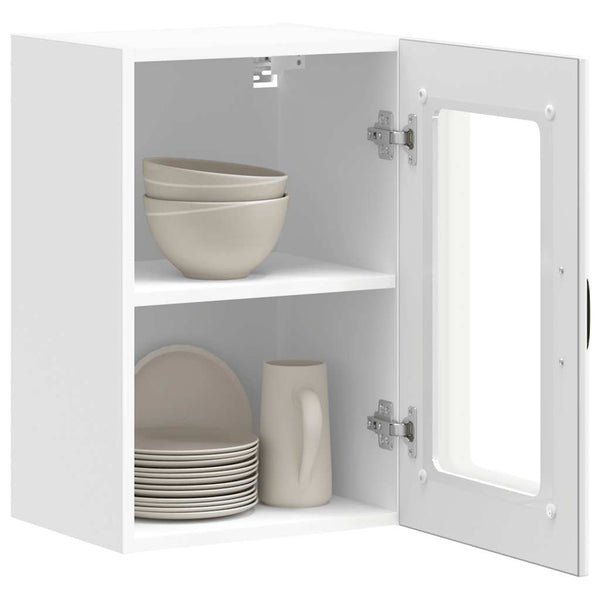 vidaXL Meuble haut de cuisine Lucca blanc avec porte vitrée
