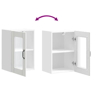 vidaXL Meuble haut de cuisine Lucca blanc avec porte vitrée