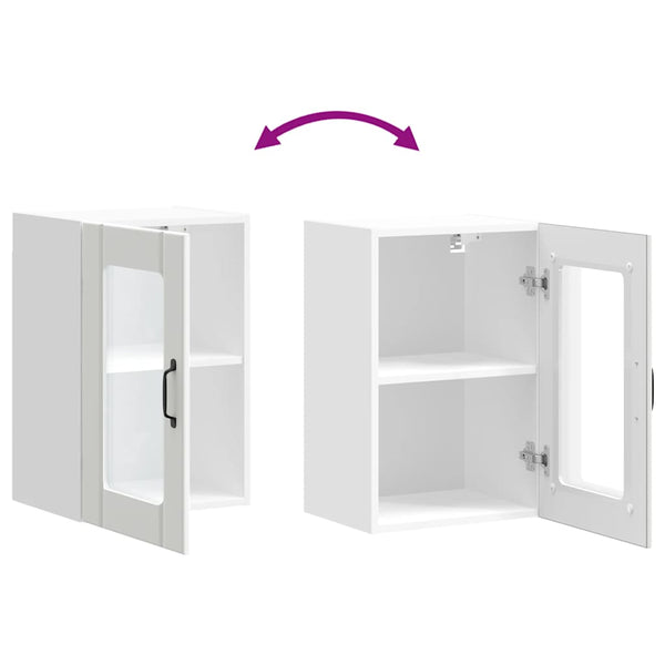 vidaXL Meuble haut de cuisine Lucca blanc avec porte vitrée