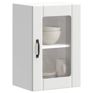 vidaXL Meuble haut de cuisine Lucca blanc avec porte vitrée