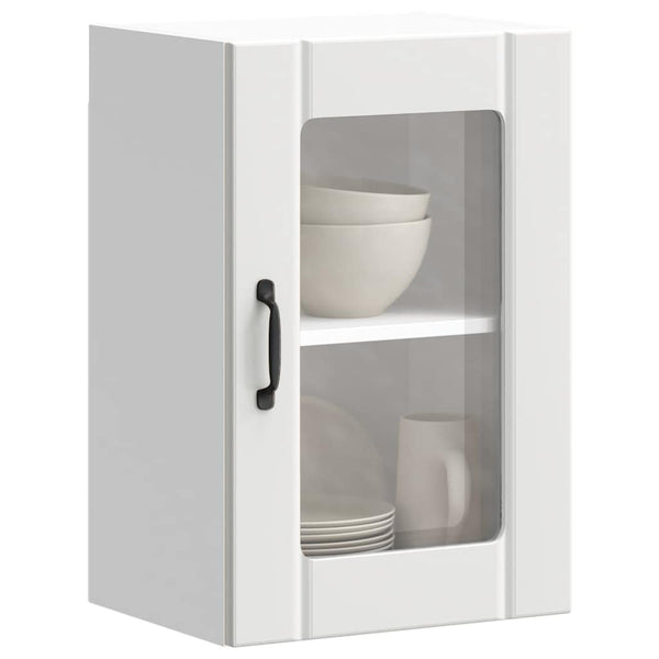 vidaXL Meuble haut de cuisine Lucca blanc avec porte vitrée