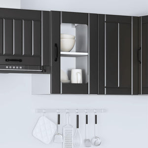 Küchen Hängeschrank Lucca mit Glastür Schwarz