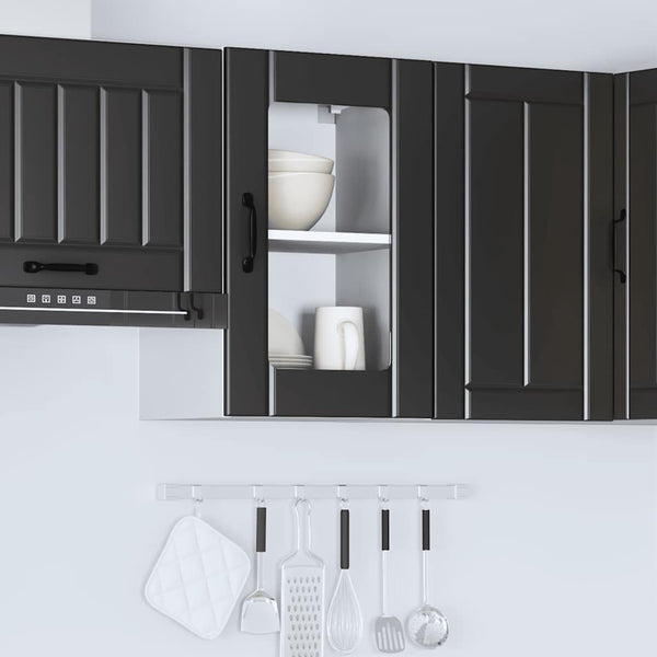 Küchen Hängeschrank Lucca mit Glastür Schwarz