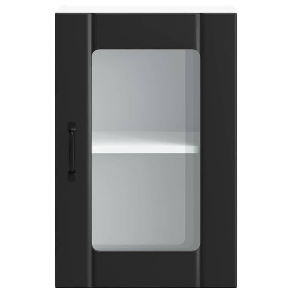 Küchen Hängeschrank Lucca mit Glastür Schwarz
