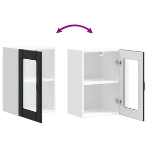 Küchen Hängeschrank Lucca mit Glastür Schwarz