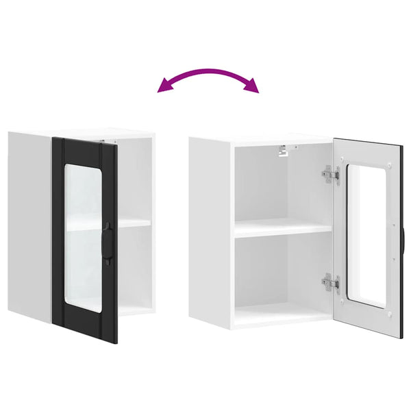 Küchen Hängeschrank Lucca mit Glastür Schwarz