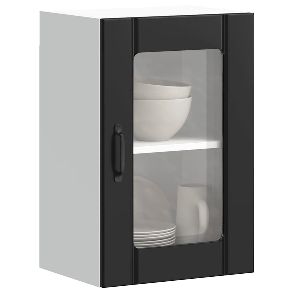 Küchen Hängeschrank Lucca mit Glastür Schwarz