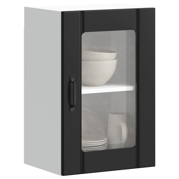 Küchen Hängeschrank Lucca mit Glastür Schwarz