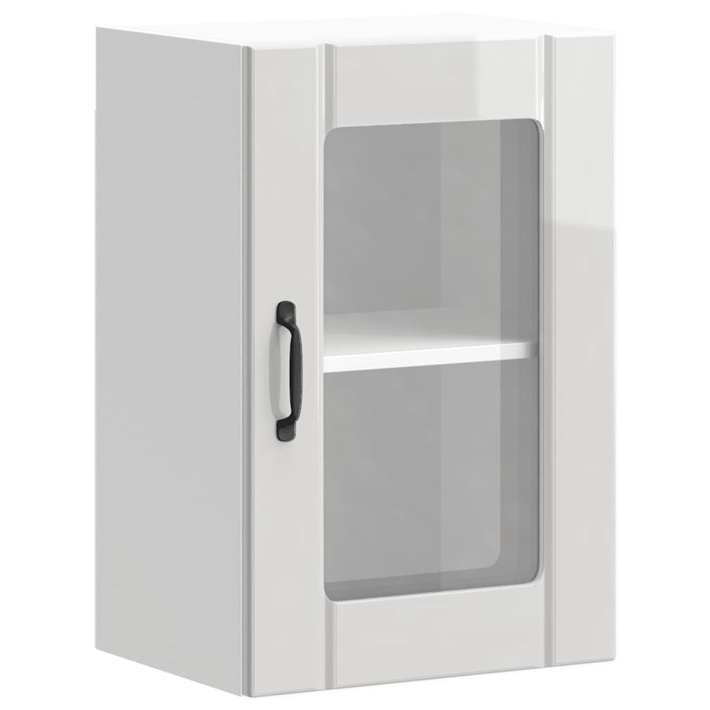 Küchen Hängeschrank Lucca, Hochglanz Weiß, Glastür