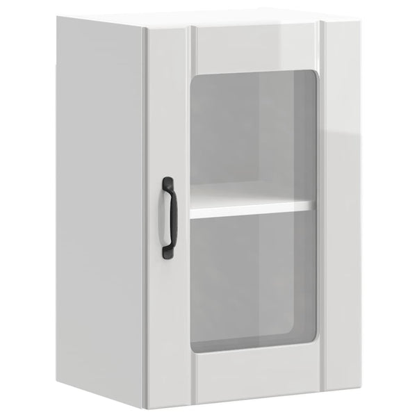 Küchen Hängeschrank Lucca, Hochglanz Weiß, Glastür