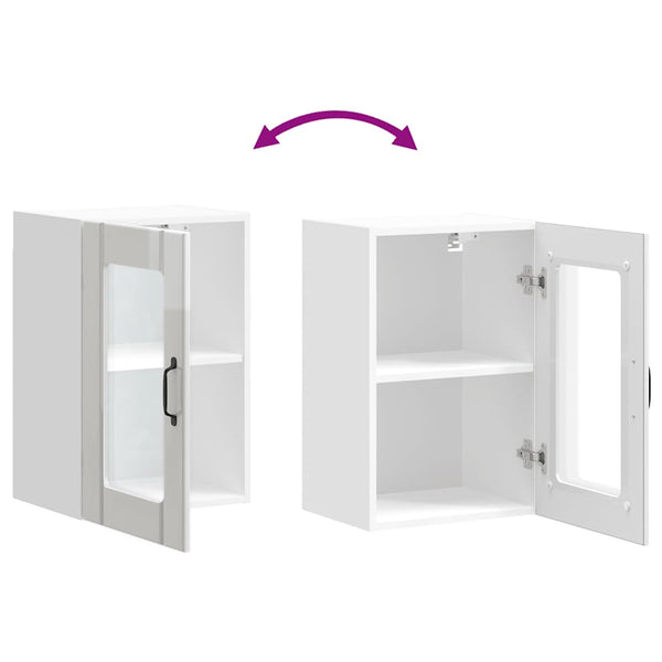 Küchen Hängeschrank Lucca, Hochglanz Weiß, Glastür