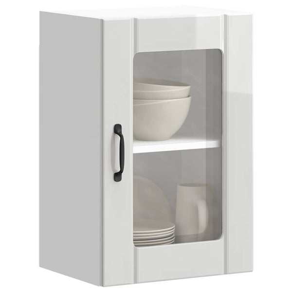 Küchen Hängeschrank Lucca, Hochglanz Weiß, Glastür