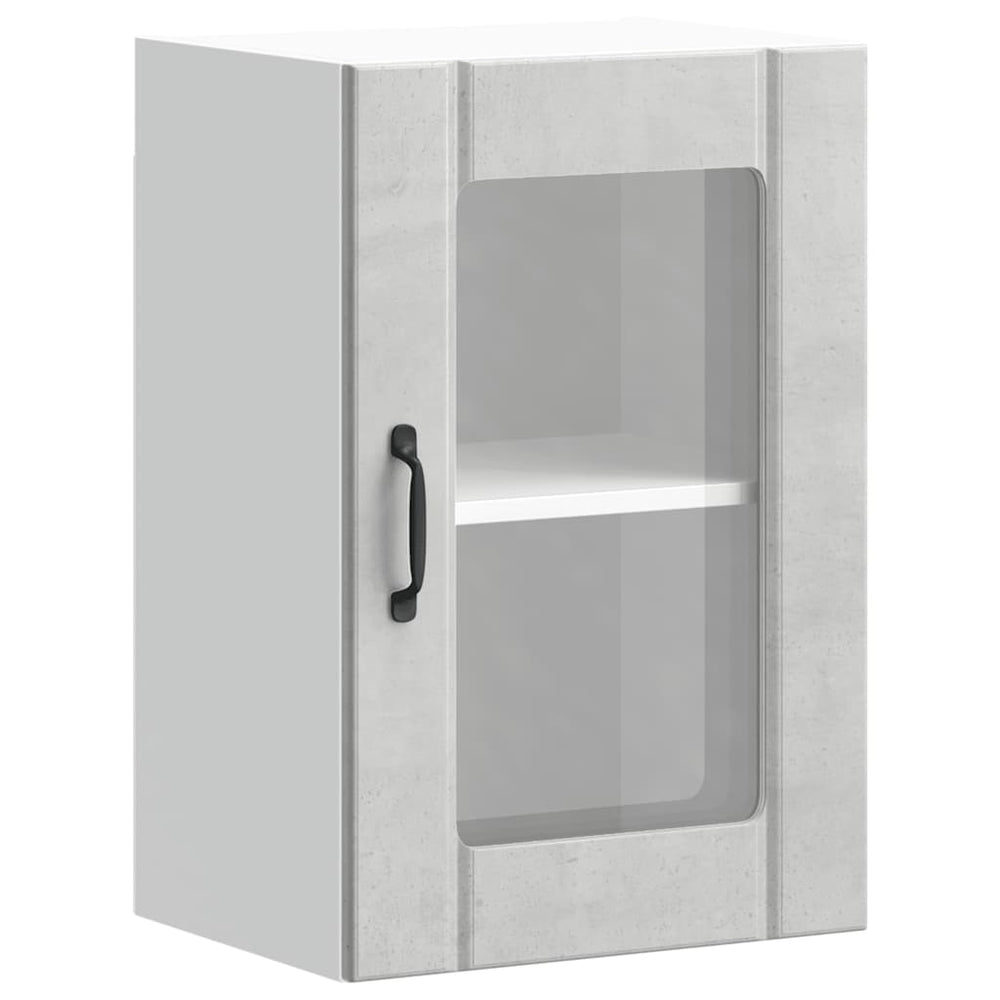 Küchen Hängeschrank Betongrau mit Glastür
