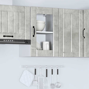 Küchen Hängeschrank Betongrau mit Glastür