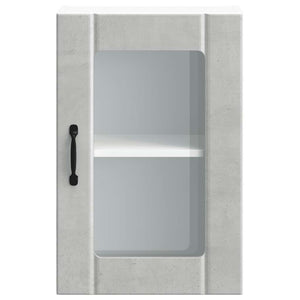 Küchen Hängeschrank Betongrau mit Glastür