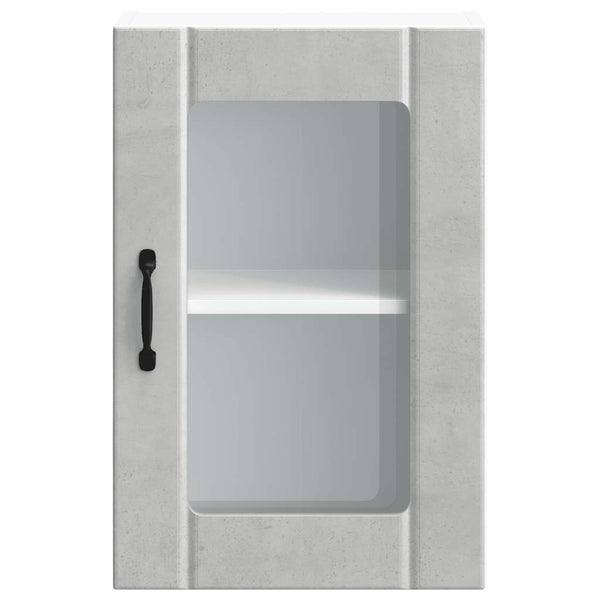 Küchen Hängeschrank Betongrau mit Glastür