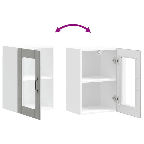 Küchen Hängeschrank Betongrau mit Glastür