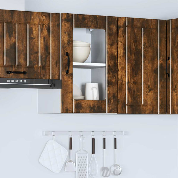 Küchen Hängeschrank Räuchereiche mit Glastür