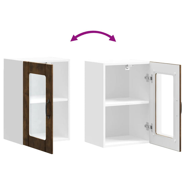 Küchen Hängeschrank Räuchereiche mit Glastür