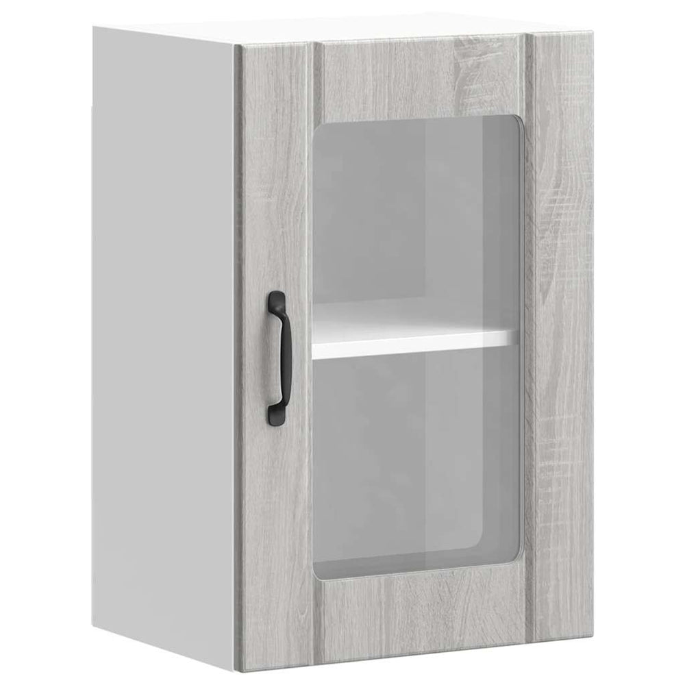 Küchen Hängeschrank Grau Sonoma mit Glastür