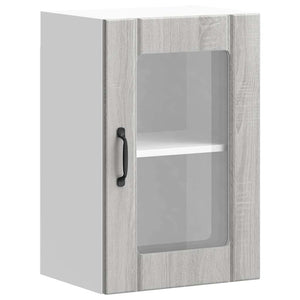Küchen Hängeschrank Grau Sonoma mit Glastür