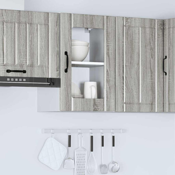 Küchen Hängeschrank Grau Sonoma mit Glastür