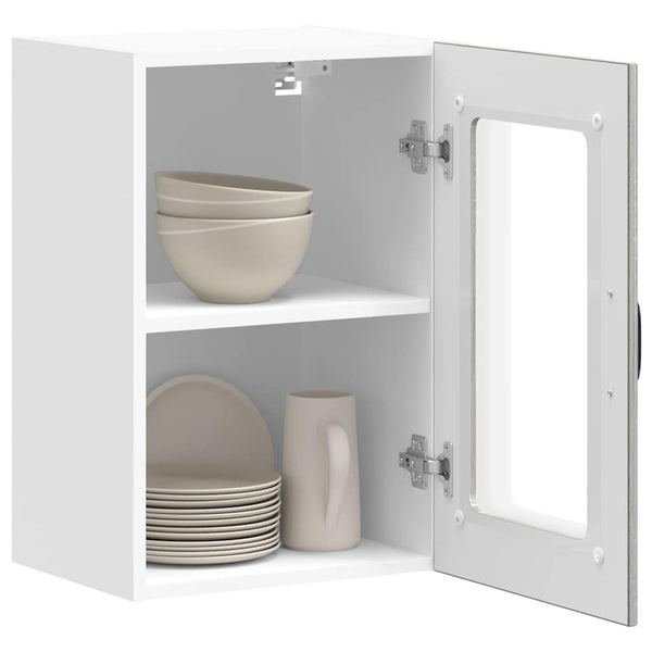 Küchen Hängeschrank Grau Sonoma mit Glastür