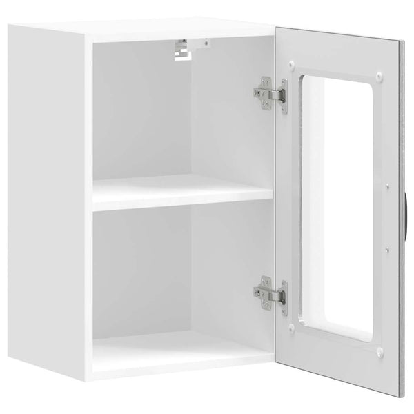 Küchen Hängeschrank Grau Sonoma mit Glastür