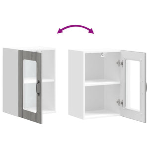 Küchen Hängeschrank Grau Sonoma mit Glastür