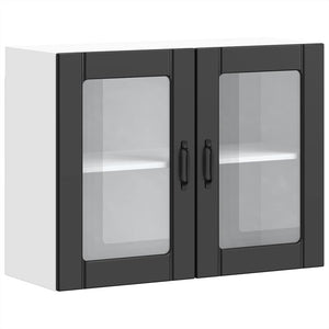 Küchen Hängeschrank Lucca Schwarz mit Glastür