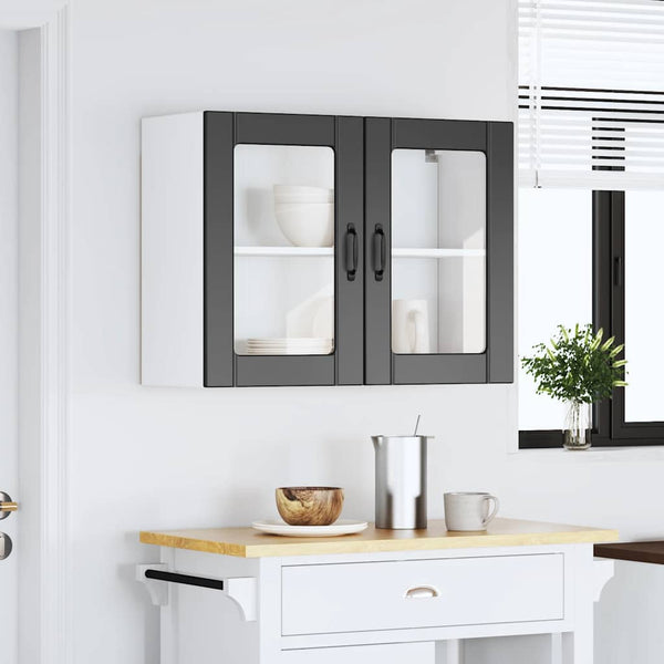 Küchen Hängeschrank Lucca Schwarz mit Glastür