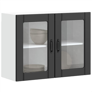 Küchen Hängeschrank Lucca Schwarz mit Glastür