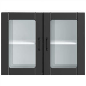 Küchen Hängeschrank Lucca Schwarz mit Glastür