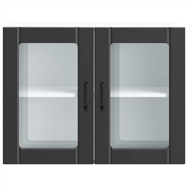 Küchen Hängeschrank Lucca Schwarz mit Glastür