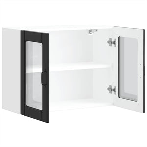 Küchen Hängeschrank Lucca Schwarz mit Glastür