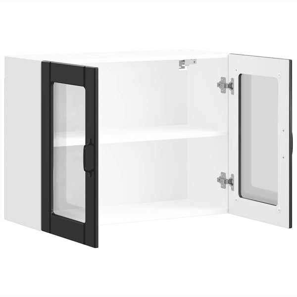 Küchen Hängeschrank Lucca Schwarz mit Glastür