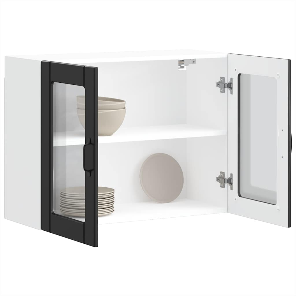 Küchen Hängeschrank Lucca Schwarz mit Glastür