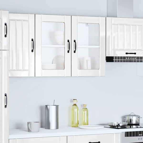 Küchen Hängeschrank Weiß Hochglanz mit Glastür