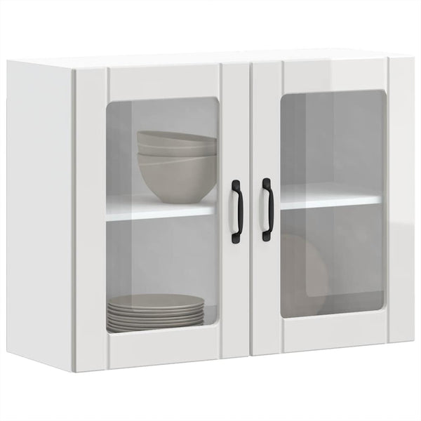 Küchen Hängeschrank Weiß Hochglanz mit Glastür